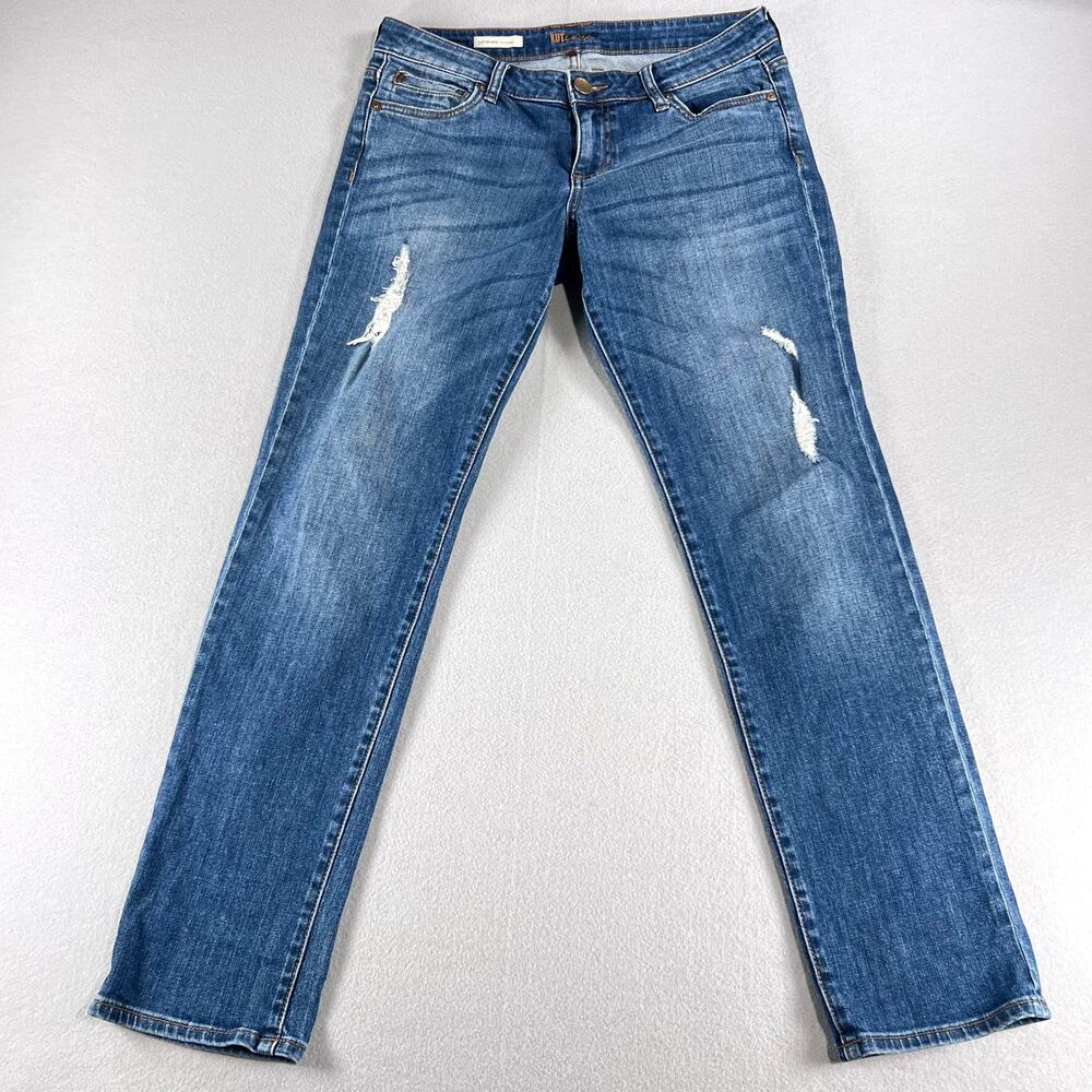 KUT from the Kloth Catherine Boyfriend Jeans Distressed Medium Wash Womens 6